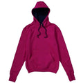 Dark Pink-Navy - Front - SG Mens Contrast Hooded Sweatshirt - Hoodie