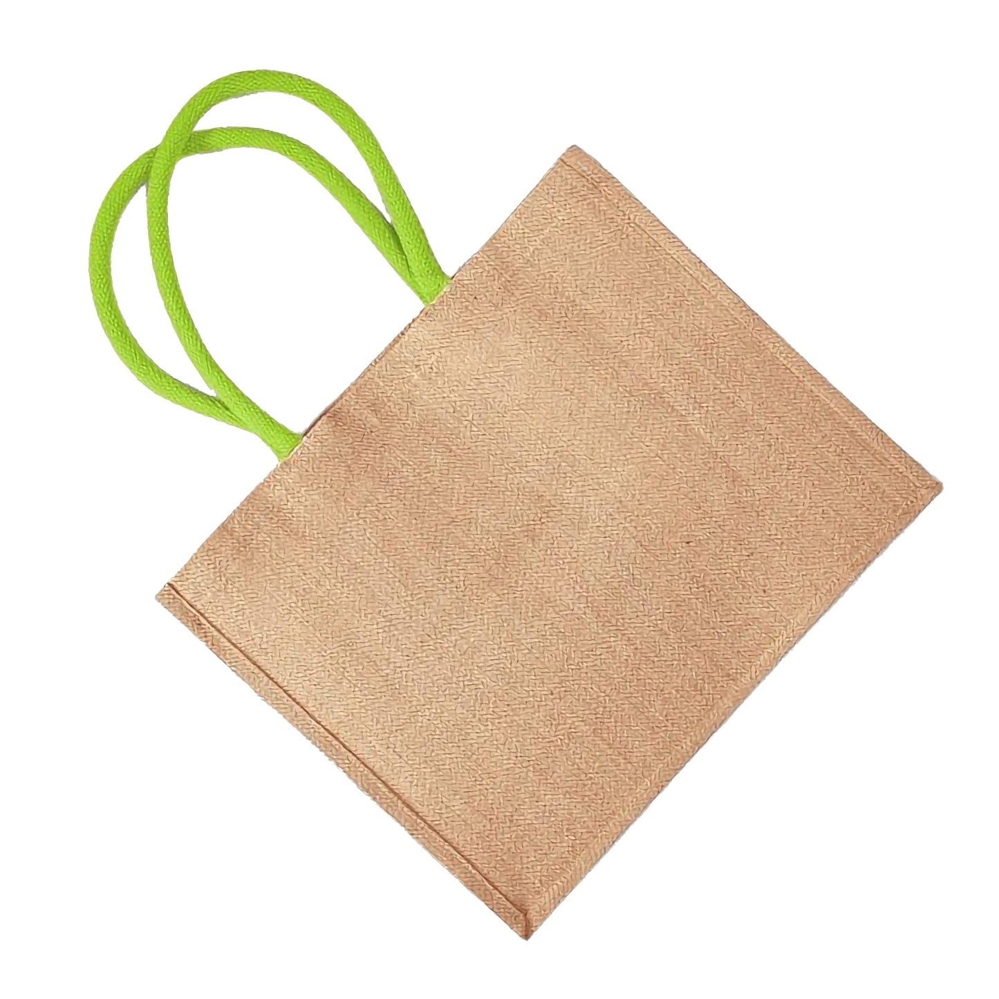 Natural-Lime - Back - Westford Mill Classic Jute Shopper Bag (21 Litres)