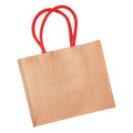 Natural-Bright Red - Front - Westford Mill Classic Jute Shopper Bag (21 Litres)
