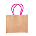 Natural-Fuchsia - Back - Westford Mill Classic Jute Shopper Bag (21 Litres)