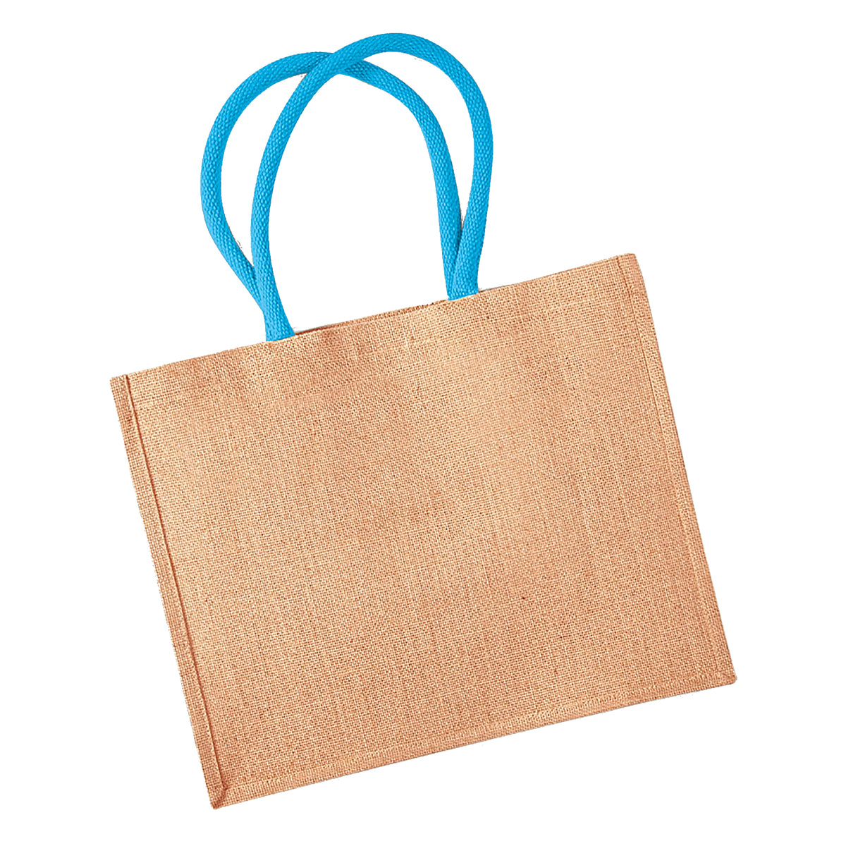 Natural-Surf Blue - Front - Westford Mill Classic Jute Shopper Bag (21 Litres)