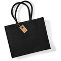 Black-Black - Back - Westford Mill Classic Jute Shopper Bag (21 Litres)