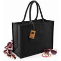 Black-Black - Side - Westford Mill Classic Jute Shopper Bag (21 Litres)