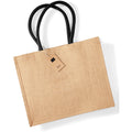 Natural-Black - Front - Westford Mill Classic Jute Shopper Bag (21 Litres)