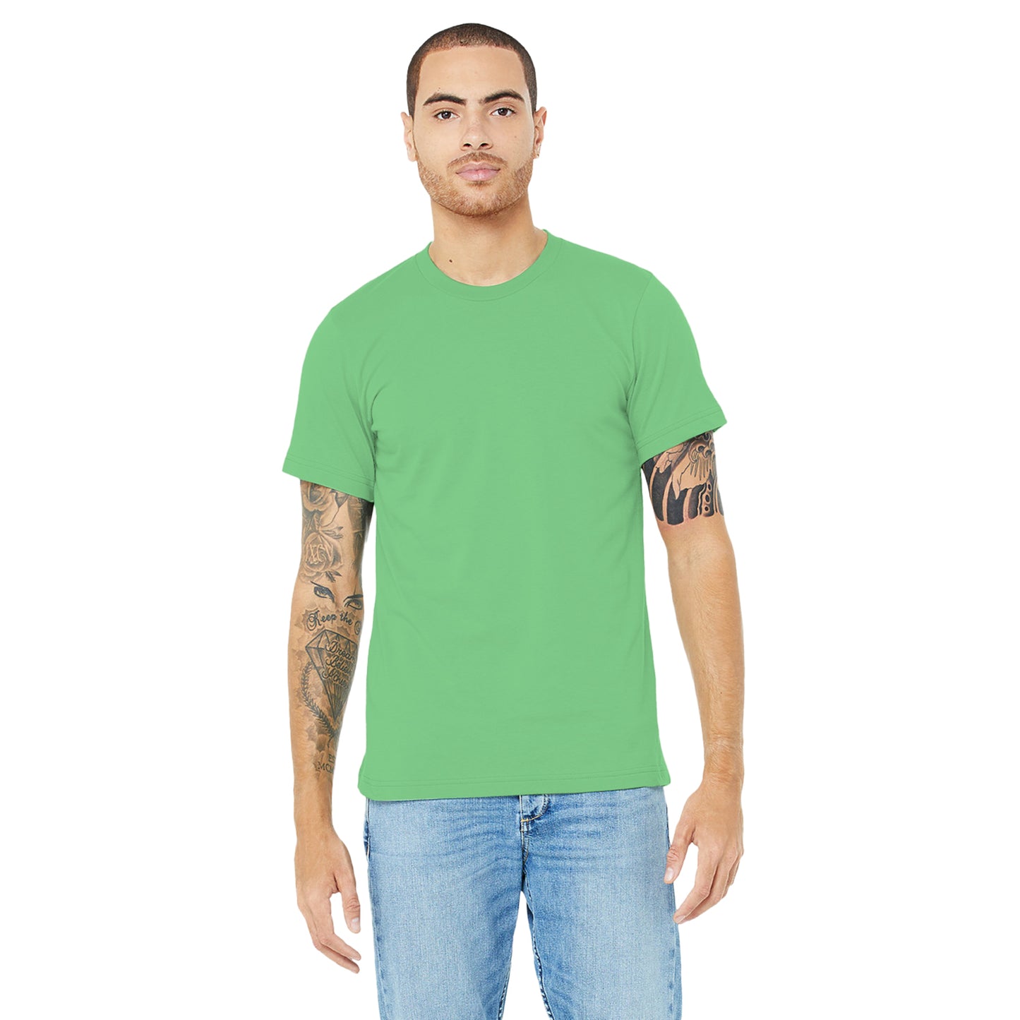 Heather Green - Back - Canvas Unisex Jersey Crew Neck T-Shirt - Mens Short Sleeve T-Shirt