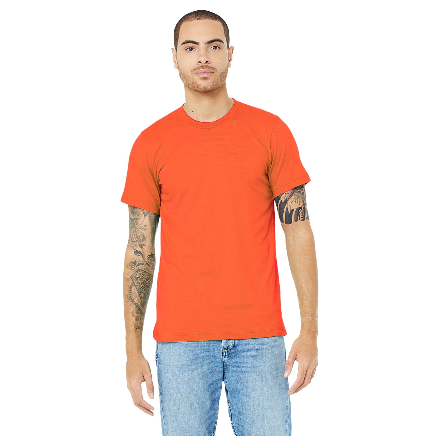Coral - Side - Canvas Unisex Jersey Crew Neck T-Shirt - Mens Short Sleeve T-Shirt