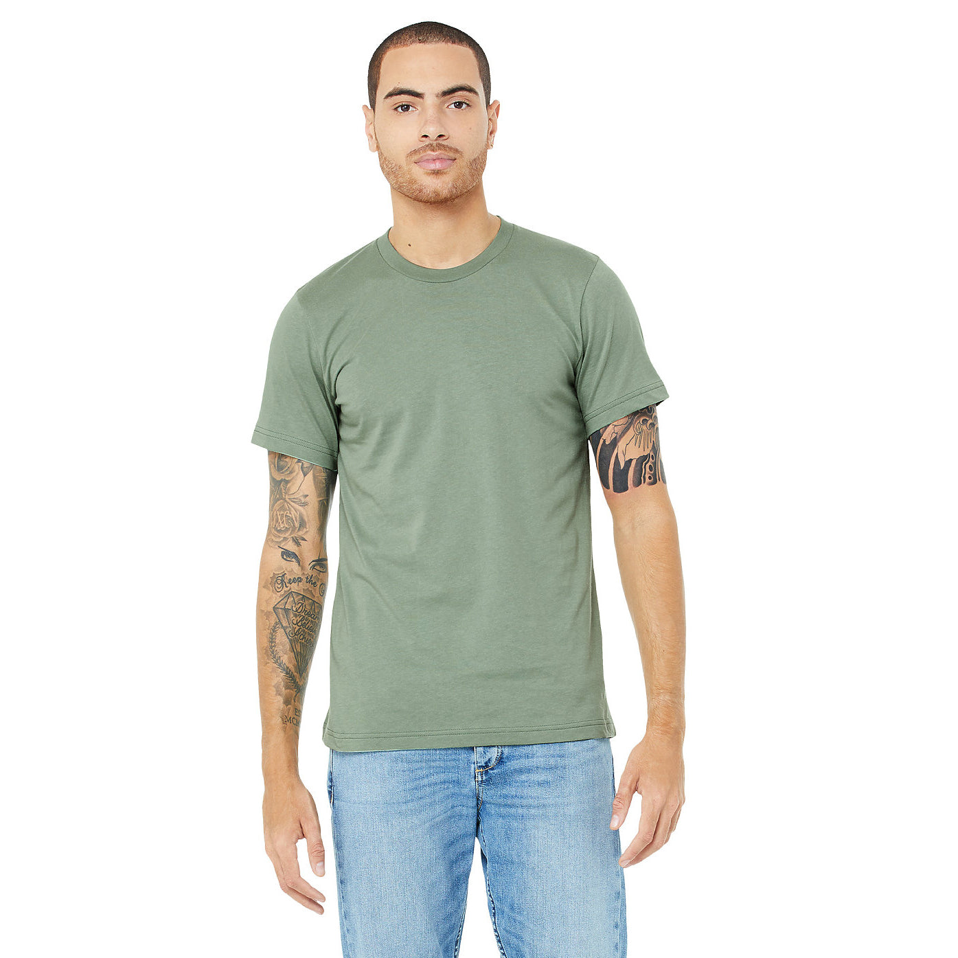 Sage - Side - Canvas Unisex Jersey Crew Neck T-Shirt - Mens Short Sleeve T-Shirt
