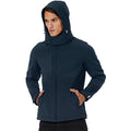 Navy Blue - Pack Shot - B&C Mens Hooded Softshell Breathable, Waterproof & Windproof Jacket (Fleece Lining)