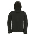Black - Front - B&C Mens Hooded Softshell Breathable, Waterproof & Windproof Jacket (Fleece Lining)