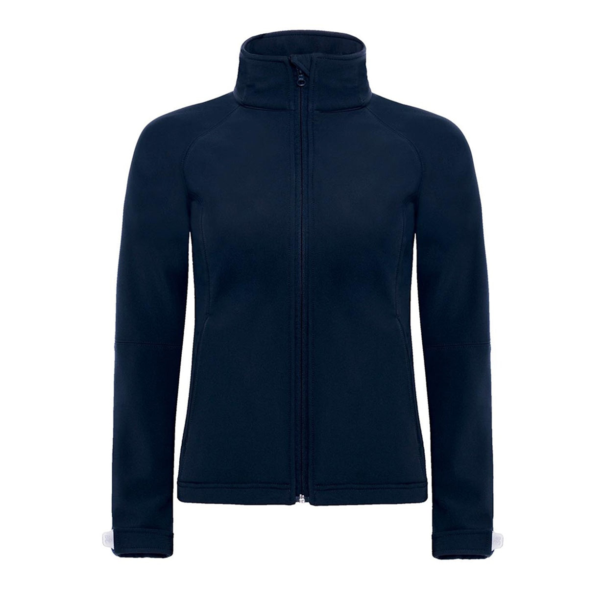 Navy Blue - Front - B&C Womens Hooded Premium Softshell Jacket (Windproof, Waterproof & Breathable)