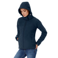 Navy Blue - Side - B&C Womens Hooded Premium Softshell Jacket (Windproof, Waterproof & Breathable)