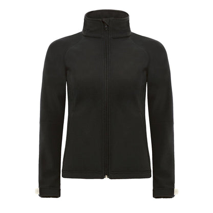 Black - Front - B&C Womens Hooded Premium Softshell Jacket (Windproof, Waterproof & Breathable)