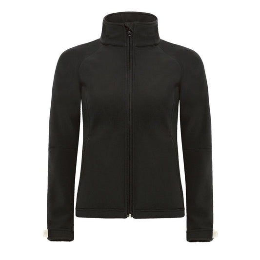 Black - Front - B&C Womens Hooded Premium Softshell Jacket (Windproof, Waterproof & Breathable)