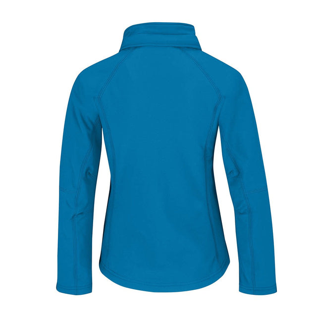 Azure Blue - Back - B&C Womens Hooded Premium Softshell Jacket (Windproof, Waterproof & Breathable)
