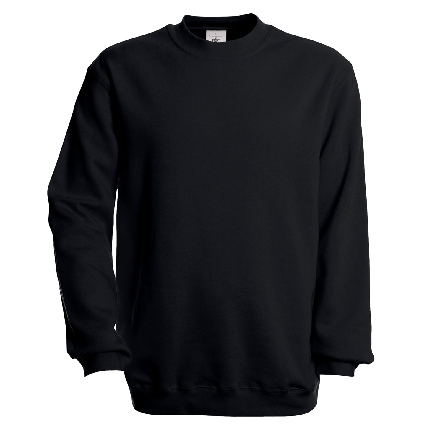 Black - Front - B&C Unisex Set In Modern Cut Crew Neck Sweatshirt