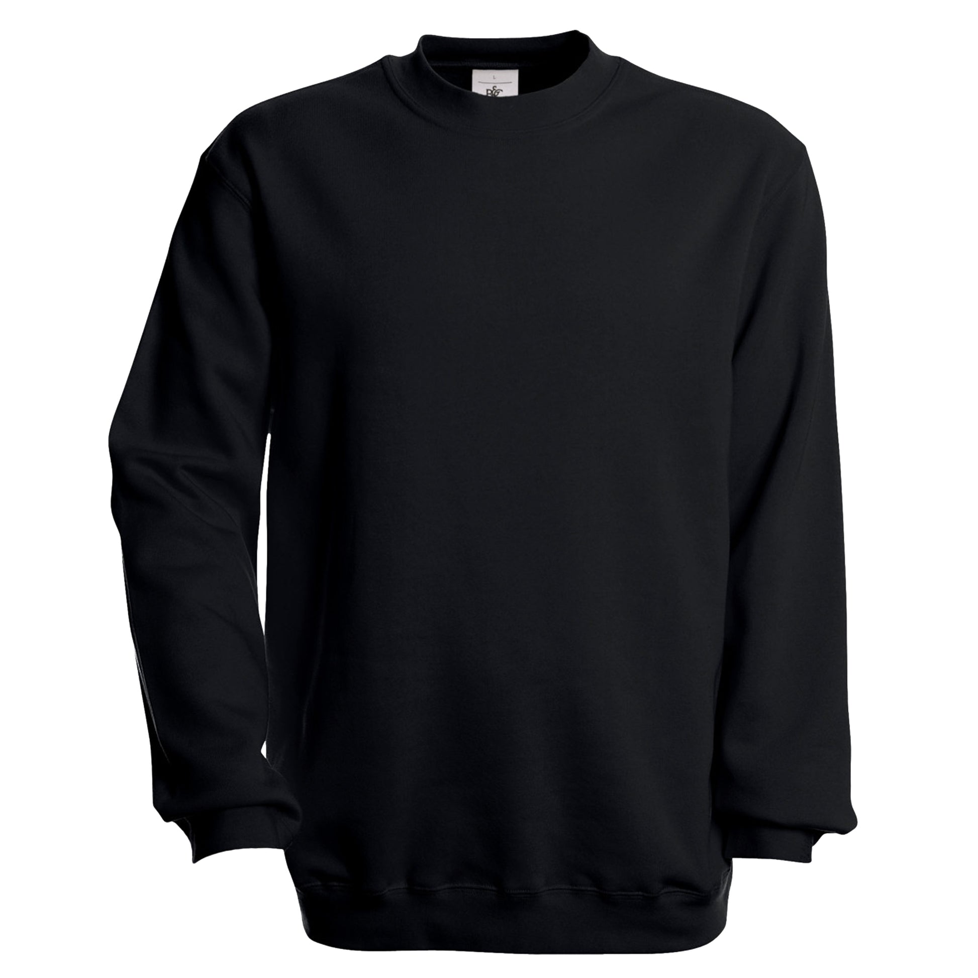 Black - Front - B&C Unisex Set In Modern Cut Crew Neck Sweatshirt