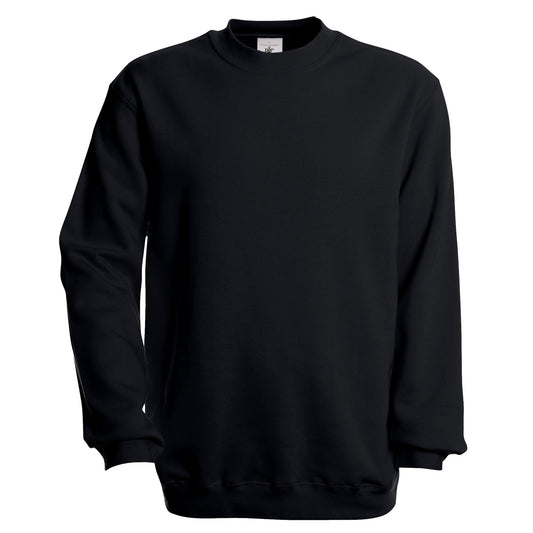 Black - Front - B&C Unisex Set In Modern Cut Crew Neck Sweatshirt