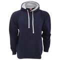 Navy-Heather Grey - Front - FDM Unisex Contrast Hooded Sweatshirt - Hoodie (300 GSM)