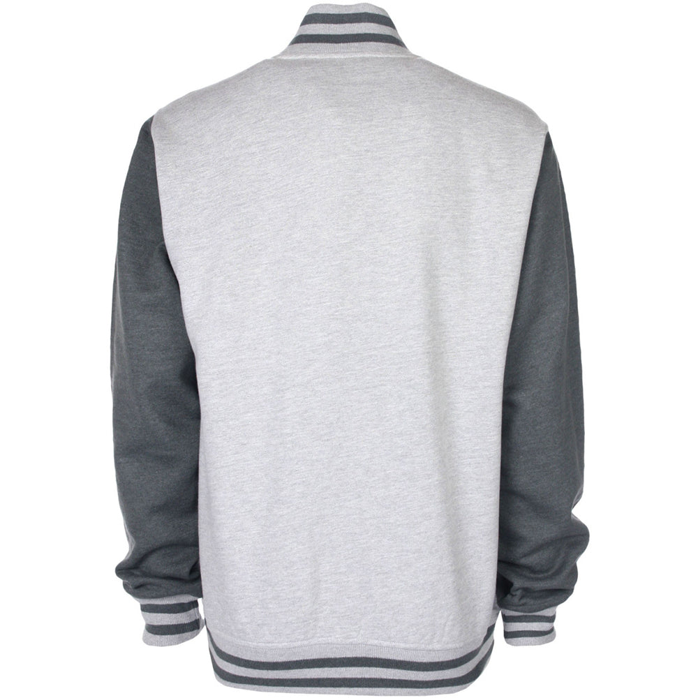 Heather Grey-Charcoal - Back - FDM Unisex Varsity - University Jacket (Contrast Sleeves)