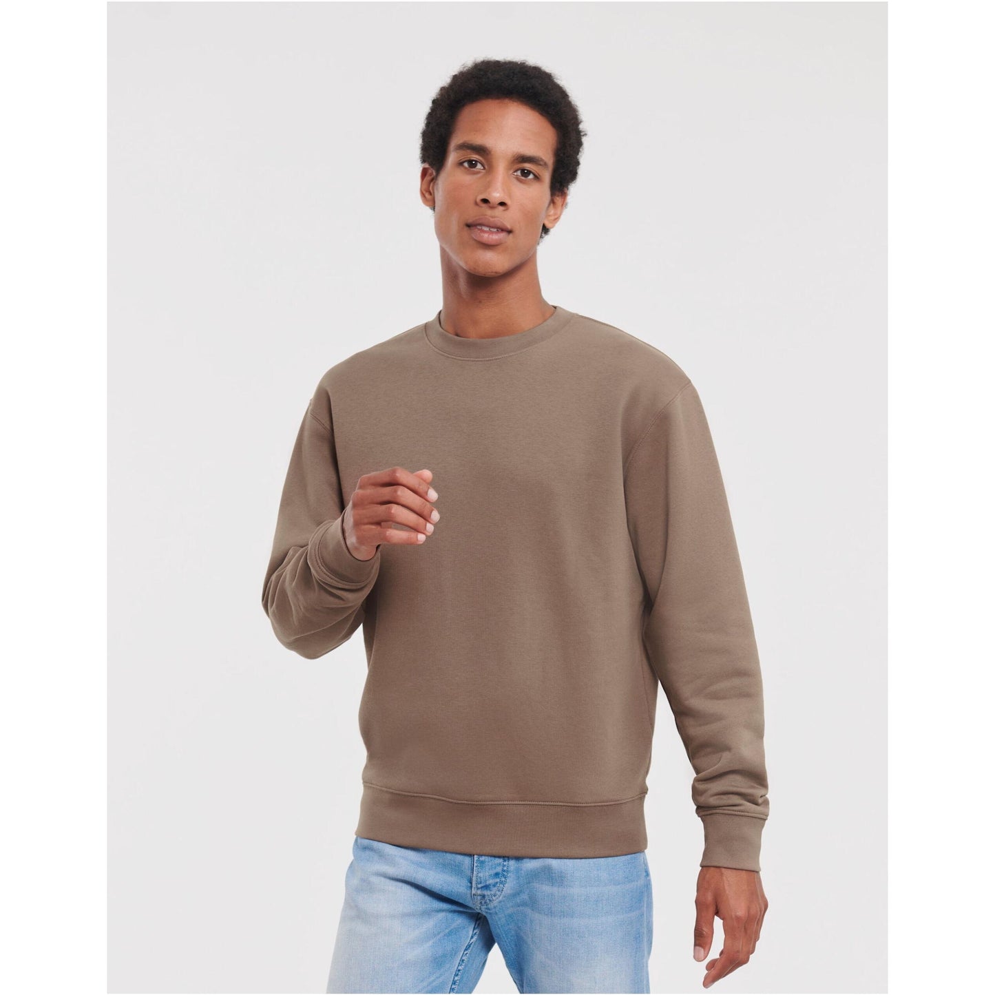 Natural - Front - Russell Mens Authentic Sweatshirt (Slimmer Cut)