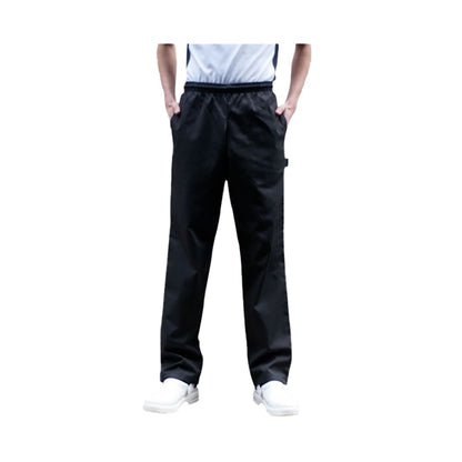 Black - Back - Dennys Unisex Black Elasticated Trouser - Chefswear