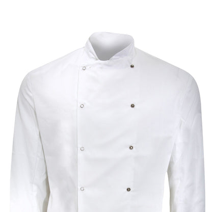 White - Back - Dennys Mens Long Sleeve Chefs Jacket - Chefswear
