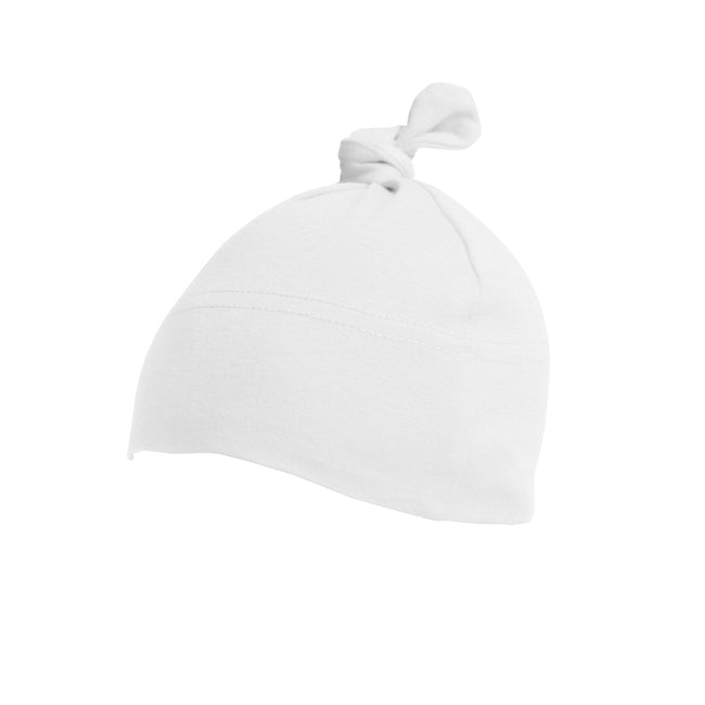 White - Front - Babybugz Baby 1 Knot Plain Hat
