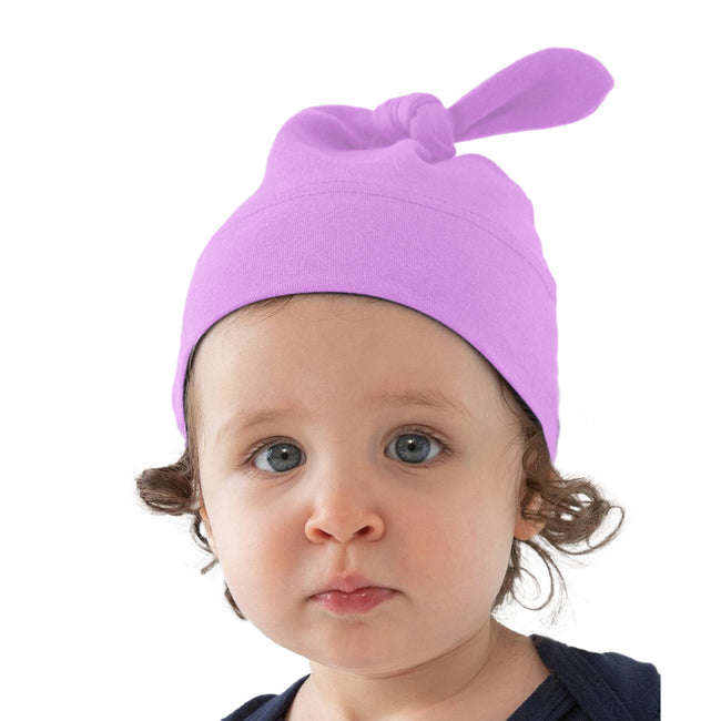 Bubble Gum Pink - Back - Babybugz Baby 1 Knot Plain Hat