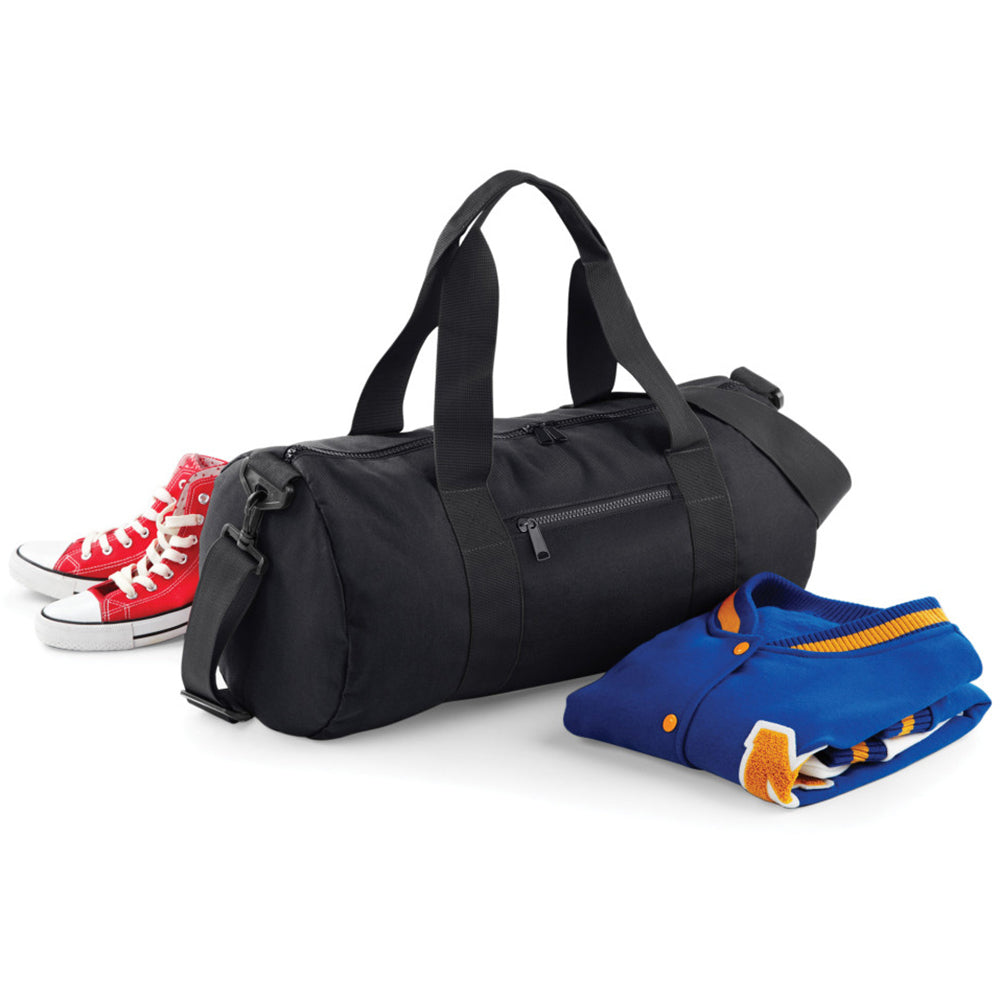Black-Black - Lifestyle - Bagbase Plain Varsity Barrel - Duffle Bag (20 Litres)