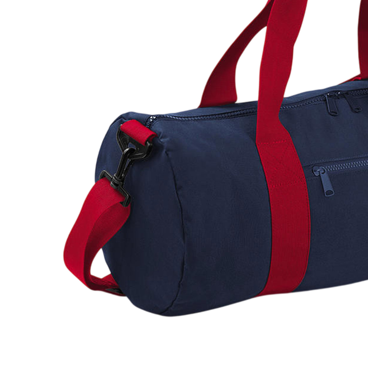 French Navy-Classic Red - Side - Bagbase Plain Varsity Barrel - Duffle Bag (20 Litres)