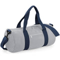 Light Grey-French Navy - Front - Bagbase Plain Varsity Barrel - Duffle Bag (20 Litres)