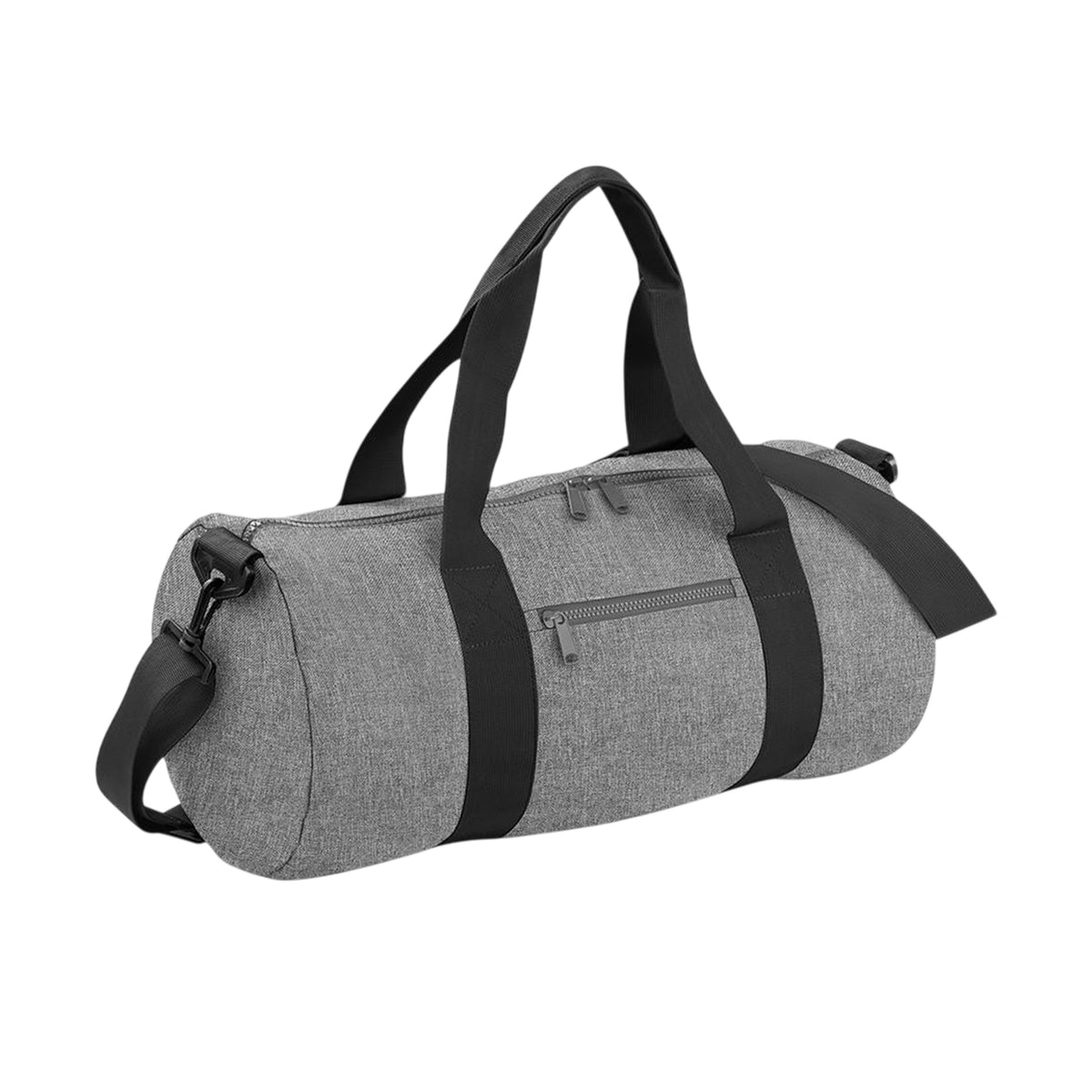 Grey Marl-Black - Front - Bagbase Plain Varsity Barrel - Duffle Bag (20 Litres)