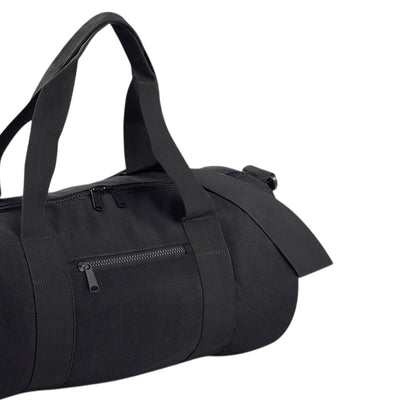 Black-Black - Back - Bagbase Plain Varsity Barrel - Duffle Bag (20 Litres)