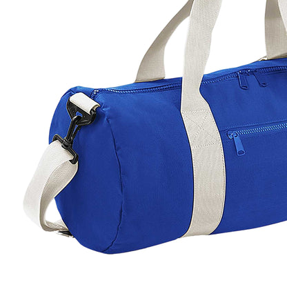 Bright Royal-off White - Side - Bagbase Plain Varsity Barrel - Duffle Bag (20 Litres)