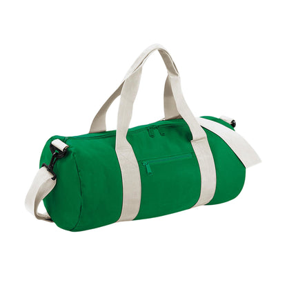 Kelly Green-Off White - Front - Bagbase Plain Varsity Barrel - Duffle Bag (20 Litres)