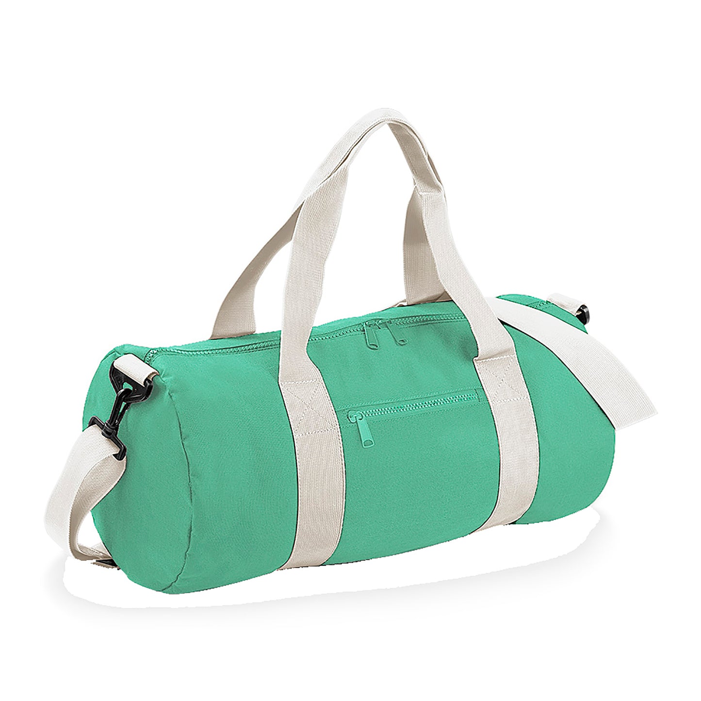Mint Green-Off White - Front - Bagbase Plain Varsity Barrel - Duffle Bag (20 Litres)