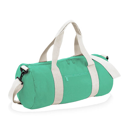 Mint Green-Off White - Front - Bagbase Plain Varsity Barrel - Duffle Bag (20 Litres)