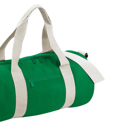 Kelly Green-Off White - Back - Bagbase Plain Varsity Barrel - Duffle Bag (20 Litres)