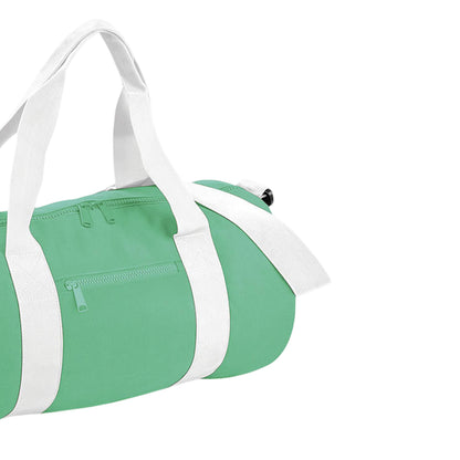Mint Green-Off White - Back - Bagbase Plain Varsity Barrel - Duffle Bag (20 Litres)