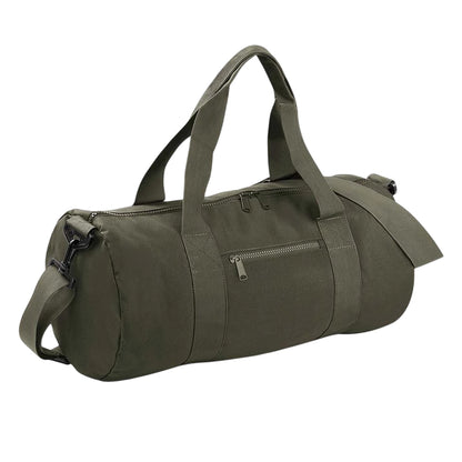 Military Green-Military Green - Front - Bagbase Plain Varsity Barrel - Duffle Bag (20 Litres)
