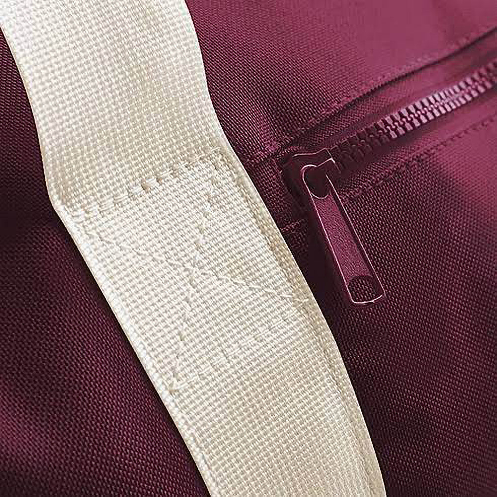 Burgundy-Off White - Side - Bagbase Plain Varsity Barrel - Duffle Bag (20 Litres)