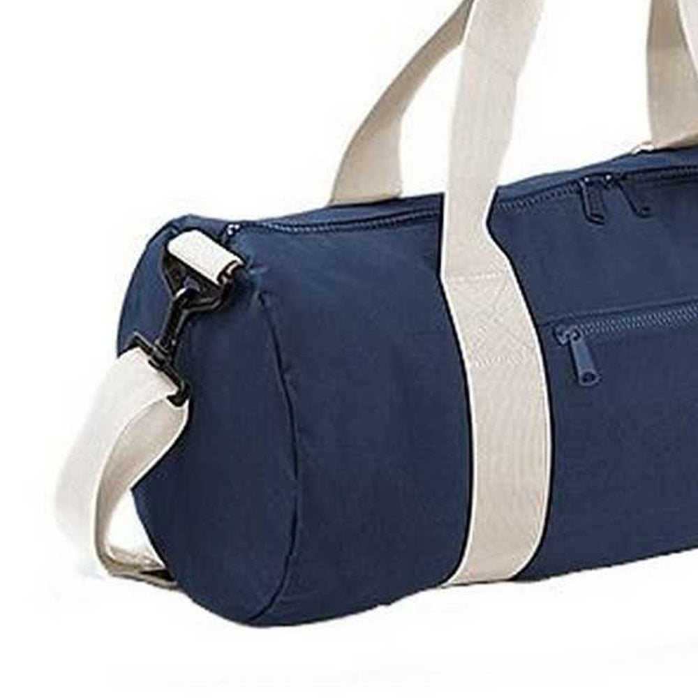 French Navy-Off White - Side - Bagbase Plain Varsity Barrel - Duffle Bag (20 Litres)