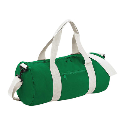 Kelly Green-Off White - Front - Bagbase Plain Varsity Barrel - Duffle Bag (20 Litres)