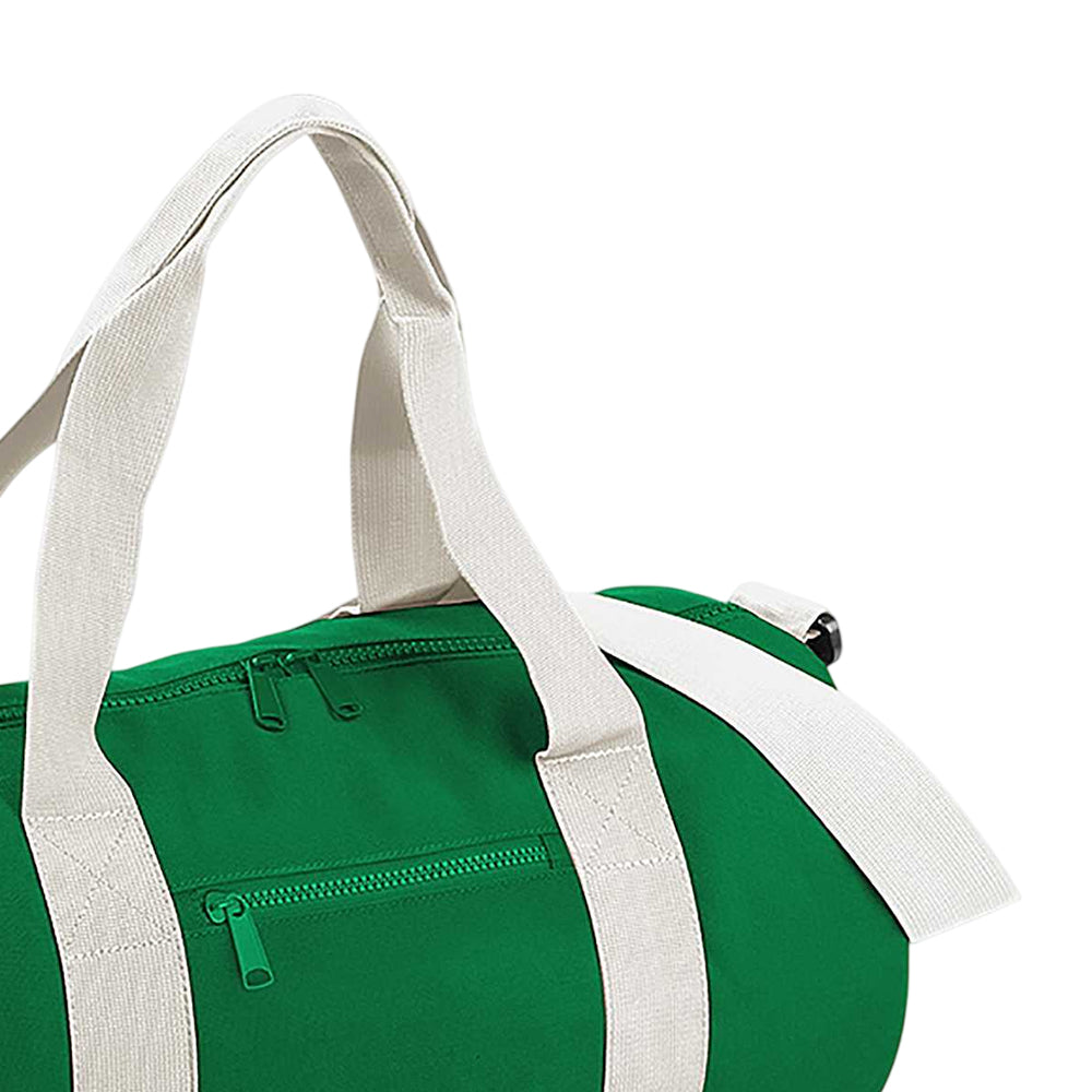 Kelly Green-Off White - Back - Bagbase Plain Varsity Barrel - Duffle Bag (20 Litres)