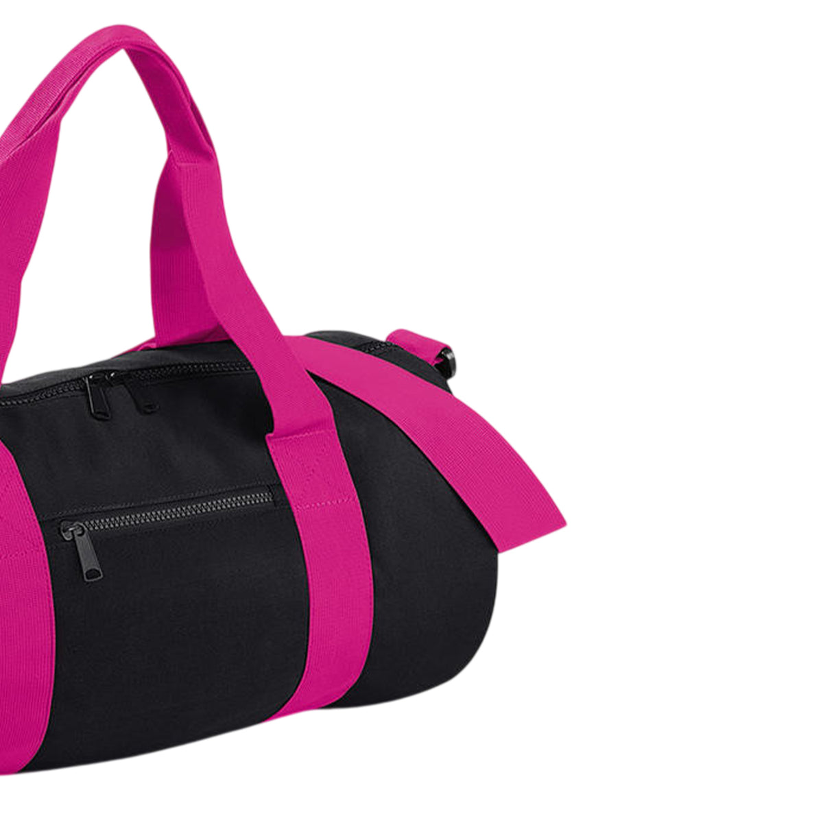 Black-Fuchia - Back - Bagbase Plain Varsity Barrel - Duffle Bag (20 Litres)