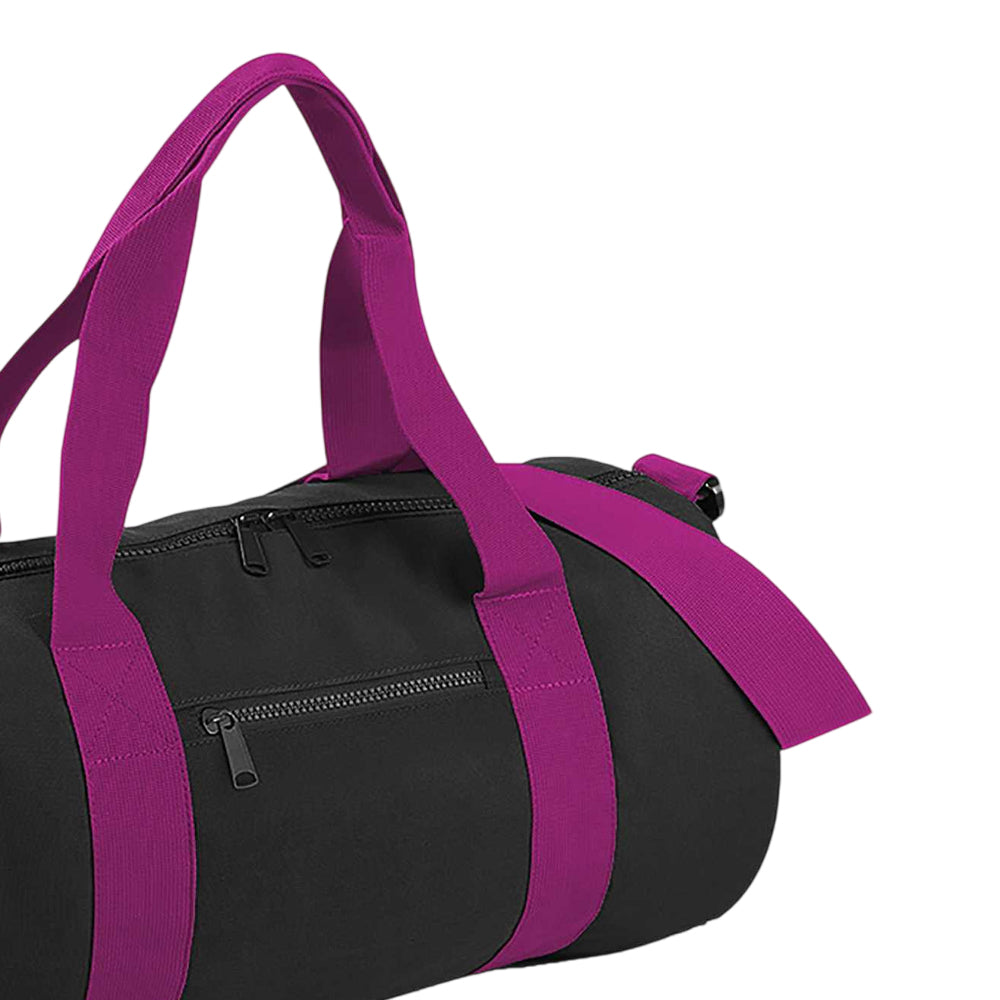 Black-Fuchia - Back - Bagbase Plain Varsity Barrel - Duffle Bag (20 Litres)