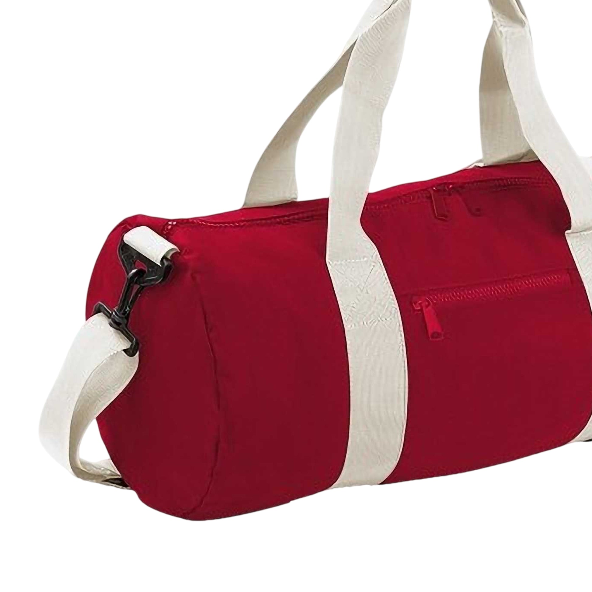 Classic Red-Off White - Side - Bagbase Plain Varsity Barrel - Duffle Bag (20 Litres)