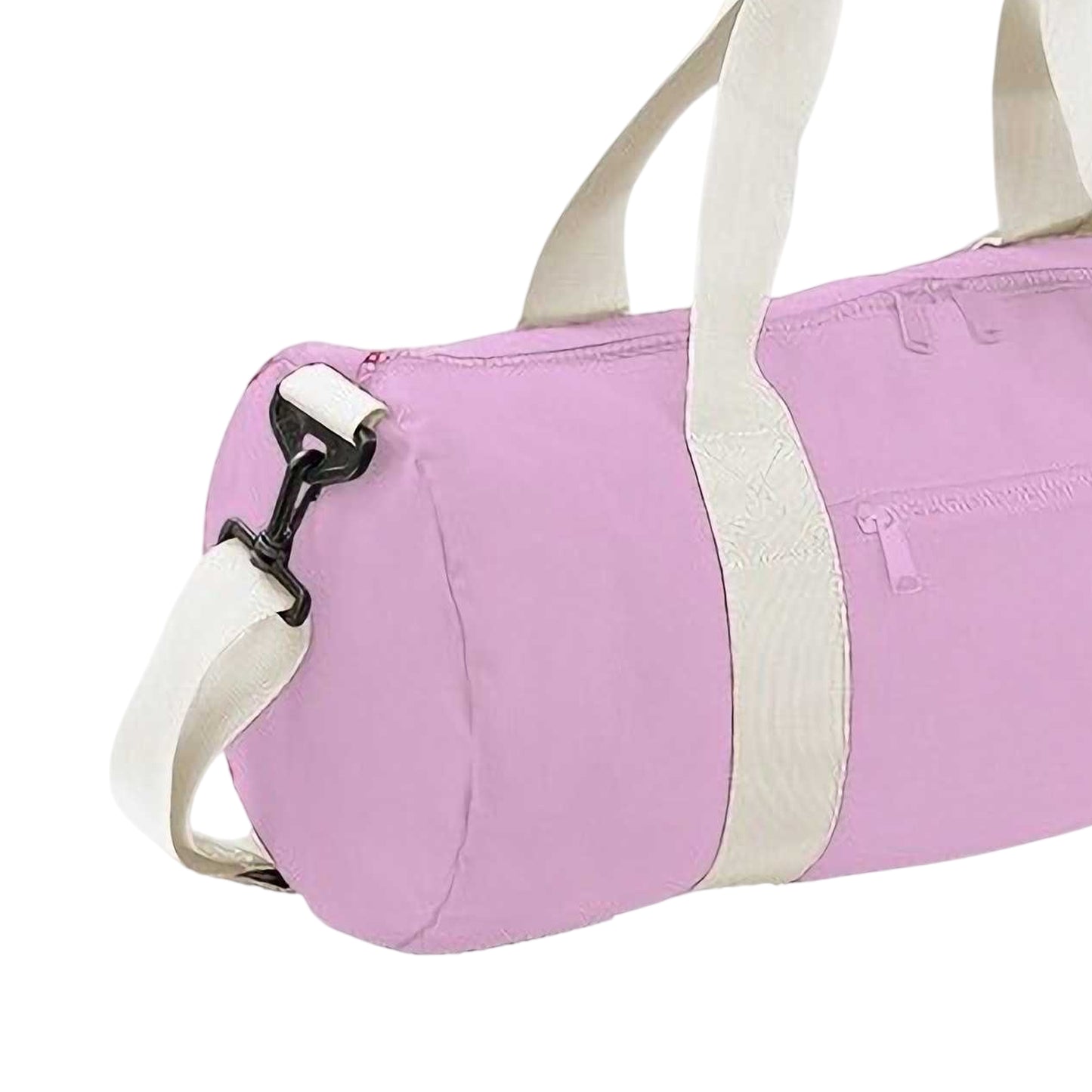 CLassic Pink-White - Side - Bagbase Plain Varsity Barrel - Duffle Bag (20 Litres)