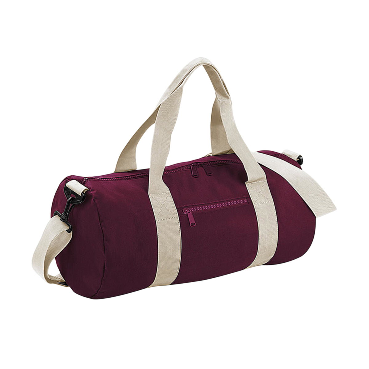 CLassic Pink-White - Side - Bagbase Plain Varsity Barrel - Duffle Bag (20 Litres)