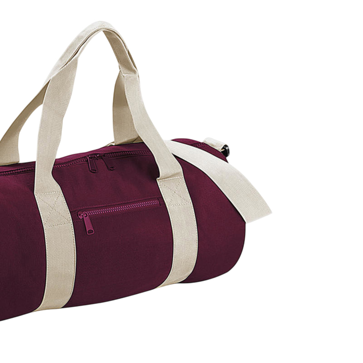 Burgundy-Off White - Back - Bagbase Plain Varsity Barrel - Duffle Bag (20 Litres)